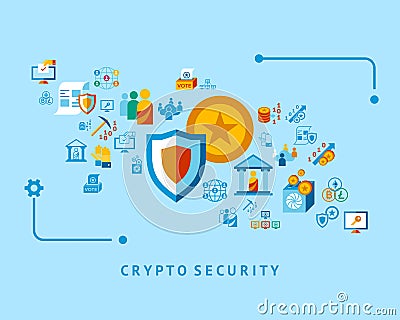 Crypto democracy icons set Stock Photo