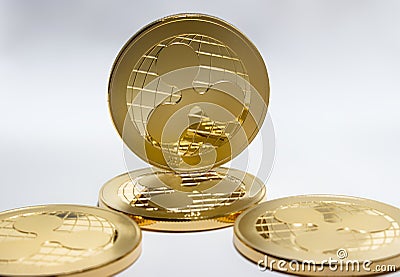 Crypto digital currency - gold coins ripple xrp Editorial Stock Photo