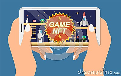 Crypto game nft token vector blockchain technology Vector Illustration