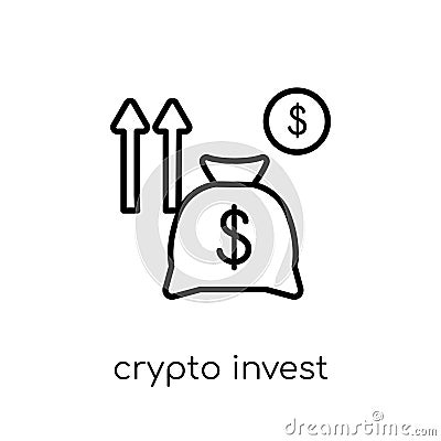 crypto Invest icon. Trendy modern flat linear vector crypto Invest icon on white background from thin line Cryptocurrency economy Vector Illustration