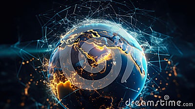 Crypto Planet, World, blockchain crypto currency digital encryption, Digital money exchange, Technology global network Stock Photo