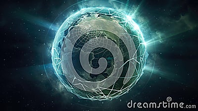 Crypto Planet, World, blockchain crypto currency digital encryption, Digital money exchange, Technology global network Stock Photo