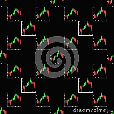 Crypto Technical Analysis with Candlestick Patterns vector Margin Trading colored seamless pattern Vector Illustration
