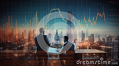 Crypto trader working on computer with multi-monitor investor analyst using computer analyzing online crypto. Generative AI Stock Photo