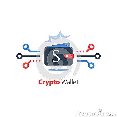 Crypto wallet, finance technology, online payment, digital currency Vector Illustration