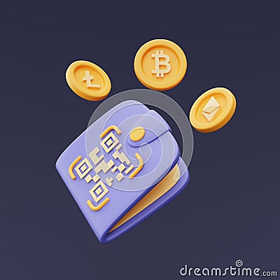 Crypto wallet with QR code scanning.3d rendering Editorial Stock Photo