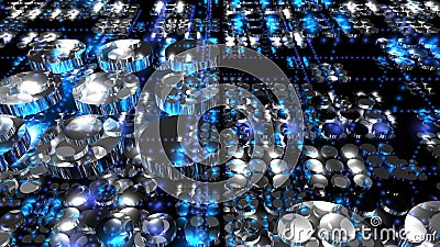 Cryptocurrency assets in digital space. Information accumulation and data array in the meta verse. Stock Photo