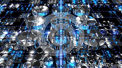 Cryptocurrency assets in digital space. Information accumulation and data array in the meta verse. Stock Photo