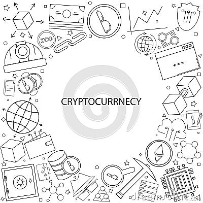 Cryptocurrency background from line icon Vector Illustration