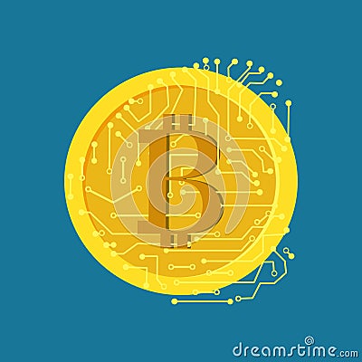 Cryptocurrency bitcoin the future coin. Virtual cryptocurrency concept. vector illustration Vector Illustration