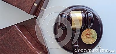 Cryptocurrency bitcoin observations and incidents and court decisions. closeup Stock Photo