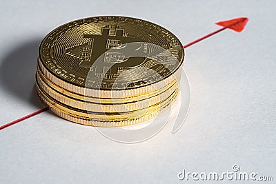 bitcoin peer-to-peer payment system that uses the same unit to account for transactions Stock Photo