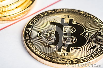 Bitcoin peer-to-peer payment system that uses the same unit to account for transactions Stock Photo