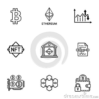 Cryptocurrency and Blockchain Icons set. Modern Cryptocurrency and Blockchain Icons Set. Vector Illustration