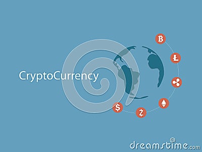 Cryptocurrency and blockchain infographic. Vector Illustration