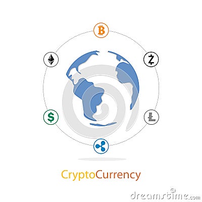 Cryptocurrency and blockchain infographic. Vector Illustration