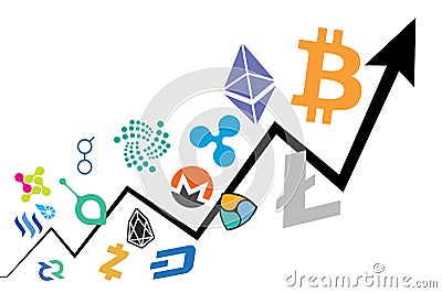 Chart showing cryptocurrency price surge Stock Photo