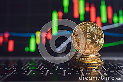 Cryptocurrency business. Bitcoin coin money concept Editorial Stock Photo