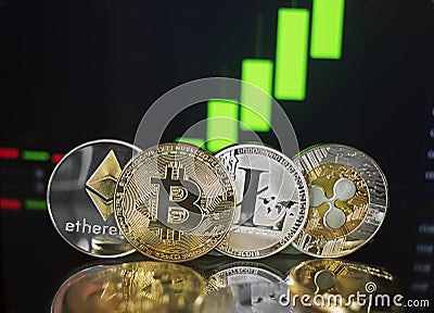 Cryptocurrency rise card Editorial Stock Photo