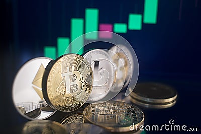 Cryptocurrency chart investing concept Editorial Stock Photo