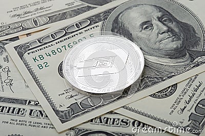 Cryptocurrency coins - Dinero and other close up Editorial Stock Photo