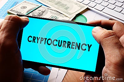 Cryptocurrency concept. Bitcoin trading. Stock Photo