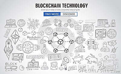 Cryptocurrency concept hand drawn business doodle designs Vector Illustration