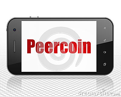 Cryptocurrency concept: Smartphone with Peercoin on display Stock Photo