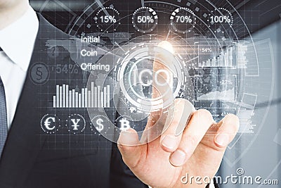 Cryptocurrency, cryptography and ico concept Stock Photo