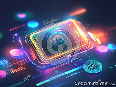 Cryptocurrency, Digital Currency's Secure Future in Finance, Exploring Blockchain Technology's Potential Globally Stock Photo