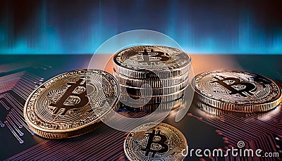 Cryptocurrency, a digital currency, which is an alternative form of payment created using encryption algorithms Stock Photo