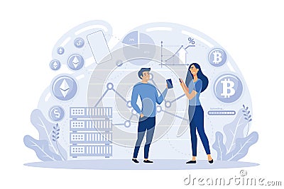 Cryptocurrency exchange platform, bitcoin transactions, Vector Illustration