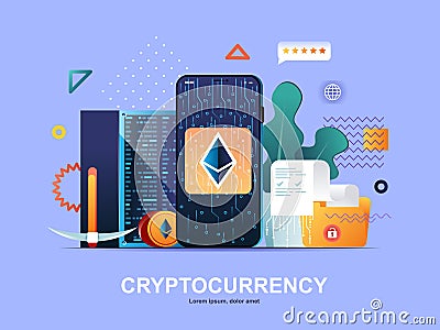 Cryptocurrency flat concept with gradients. Vector Illustration