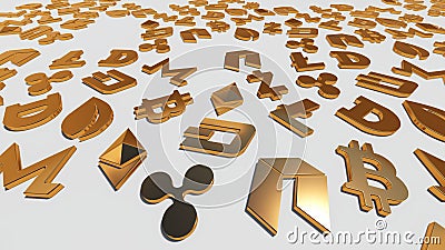 Cryptocurrency gold symbols Editorial Stock Photo