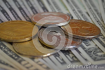 Cryptocurrency golden world electronic currency Editorial Stock Photo