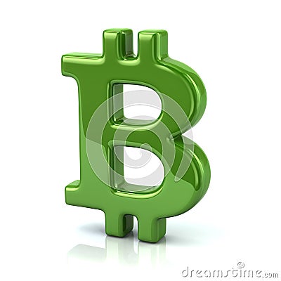 Cryptocurrency green Bitcoin sign 3d illustration Cartoon Illustration