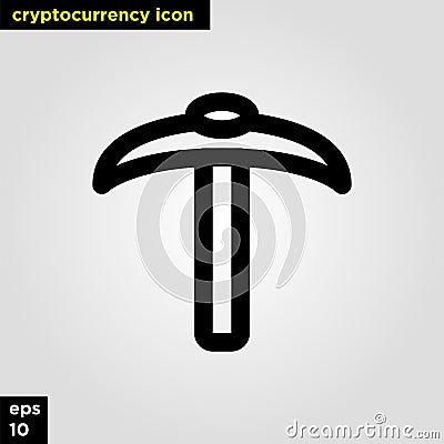 Cryptocurrency icon pickaxe set line version. Modern computer network technology sign and symbol Stock Photo