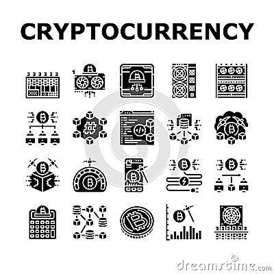 cryptocurrency mining blockchain icons set vector Vector Illustration