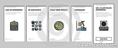 cryptocurrency mining blockchain onboarding icons set vector Vector Illustration