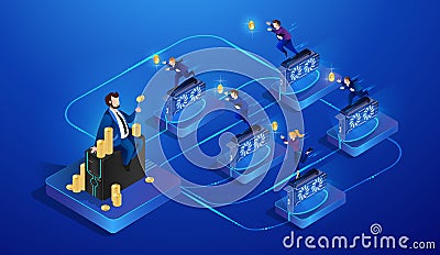 Cryptocurrency Mining. Vector Illustration. Vector Illustration