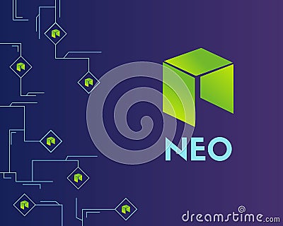 Cryptocurrency NEO blockchain circuit style background Vector Illustration