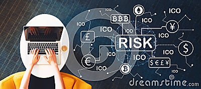 Cryptocurrency risk theme with person using a laptop Stock Photo