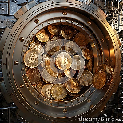 Cryptocurrency's Fortified Wealth AI Generative Stock Photo
