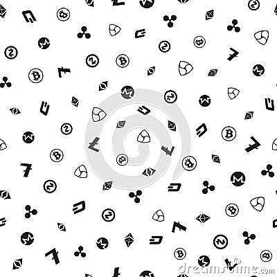 Cryptocurrency Seamless Pattern background. Vector Illustration