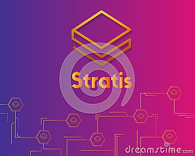 Cryptocurrency stratis blockchain circuit background Vector Illustration