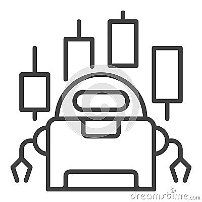 Cryptocurrency Trading Bot vector Automation Tool icon or sign in thin line style Vector Illustration