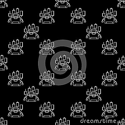 Cryptocurrency Trading Bot vector Automation Tool seamless pattern in thin line style Vector Illustration