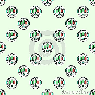 Cryptocurrency Trading Bot vector Crypto Automation Tools colored seamless pattern Vector Illustration