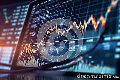 Cryptocurrency trading chart illustrating market trends and fluctuations Stock Photo