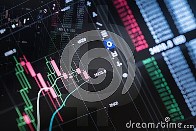 Cryptocurrency trading graph collage Editorial Stock Photo